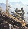 Standseilbahn Funiculaire Territet Mont Fleuri - der andere Wagen als Gegengewicht 1982 - 1992 auf der Brücke unterhalb der Bergstation