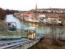 Bärenpark Bern Schräglift Lift - Abendstimmung Aussicht auf die Aare und die Altstadt von Bern