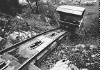 Standseilbahn Wimmis Artilleriewerk Festung Burgfluh - Wagen kurz vor der Bergstation bei der Festung