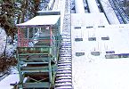 Standseilbahn Amsteg Kraftwerk SBB - Bristen Wasserschloss - der Wagenaufbau im Jahr 1999 - für den öffentlichen Einsatz der Standseilbahn im Jahr 2003 wurde der Wagenkasten erneuert