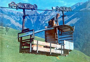 Seilbahn Kerns Steinacher Lachenwald Niederberger Schiffli - Foto Albert von Deschwanden - Archiv standseilbahnen.ch