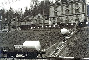 Brauerei Gurten Wabern - Schrägaufzug - Foto historische Sammlung Brauerei Gurten - bearbeitet Archiv standseilbahnen.ch