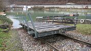 Wagen der Standseilbahn beim Kraftwerk Ruppoldingen Boottransportanlage Standseilbahn für Schiffe und Boote - Foto Markus Seitz Archiv standseilbahnen.ch