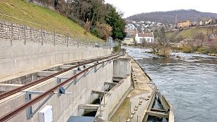 Boottransportanlage beim Kraftwerk Aue in Baden - Standseilbahn für Boote und Schiffe - Foto Markus Seitz Archiv standseilbahnen.ch