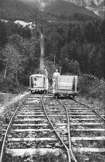 Die bekannteste Material - Standseilbahn der Schweiz - Gipsgrube Ribenen Rübenen Ennetmoos - Foto Archiv standseilbahnen.ch